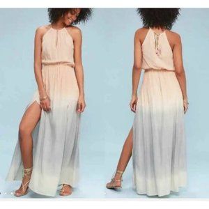 Lulus Sweet Sunset Dip Dye Maxi Dress Size Medium